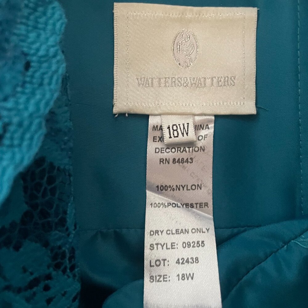 Watters & Watters Lace Midi Dress‎ in Teal, Size 18W - Picture 3 of 3